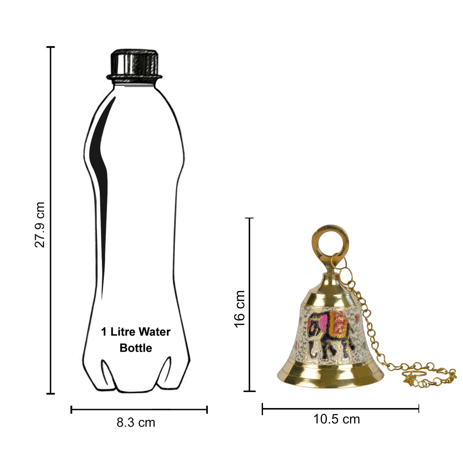 StyleMyway Pure Brass Hanging Temple Bell with Elephant engraving (Diameter - 10.5 cm, Height - 15.5 cm, 485 gm) - View 5