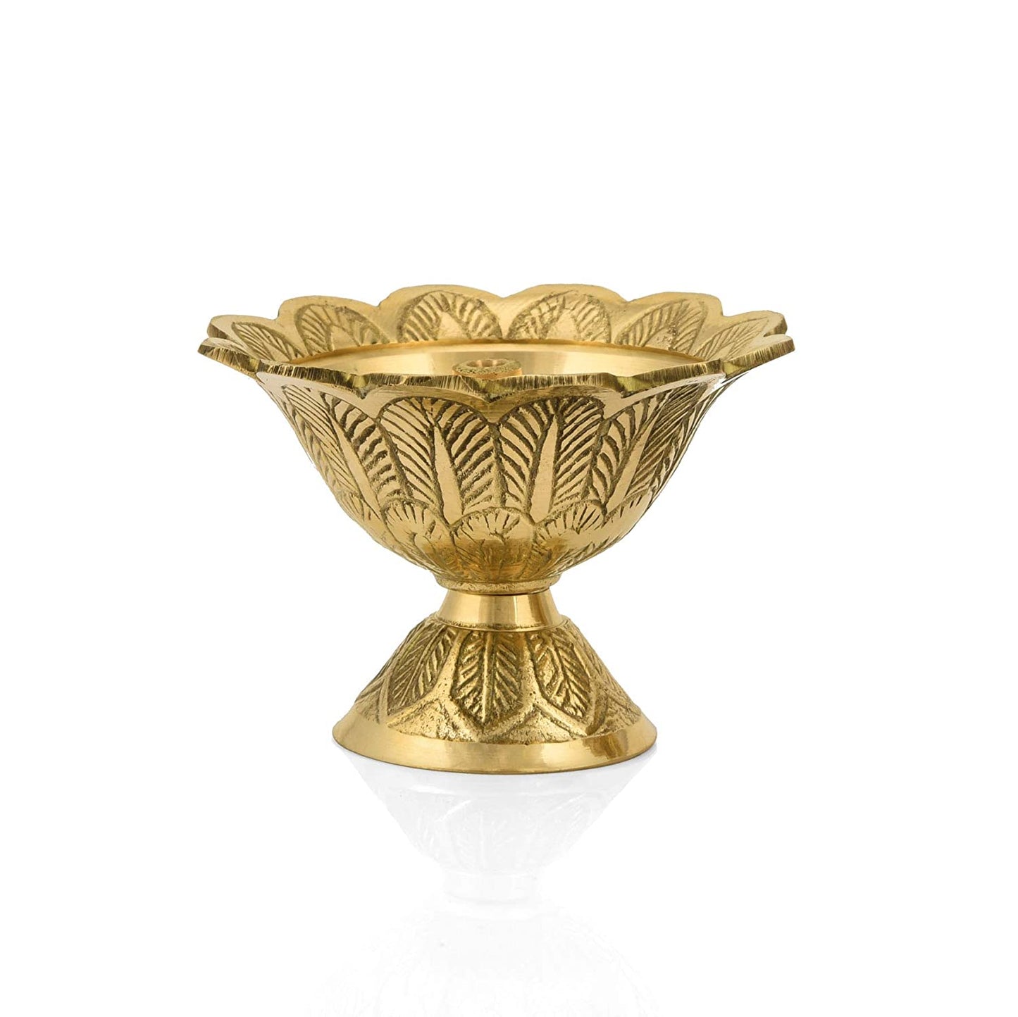 Brass Jyoti Pooja Diya (Diameter - 6 cm, Height - 5 cm, 100 gm) - View 3