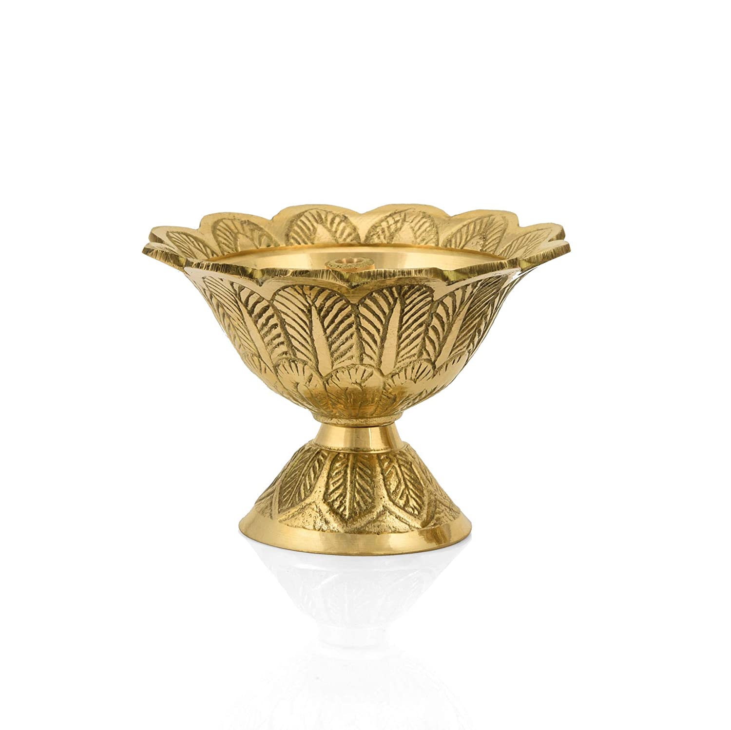 Brass Jyoti Pooja Diya (Diameter - 6 cm, Height - 5 cm, 100 gm) - View 3