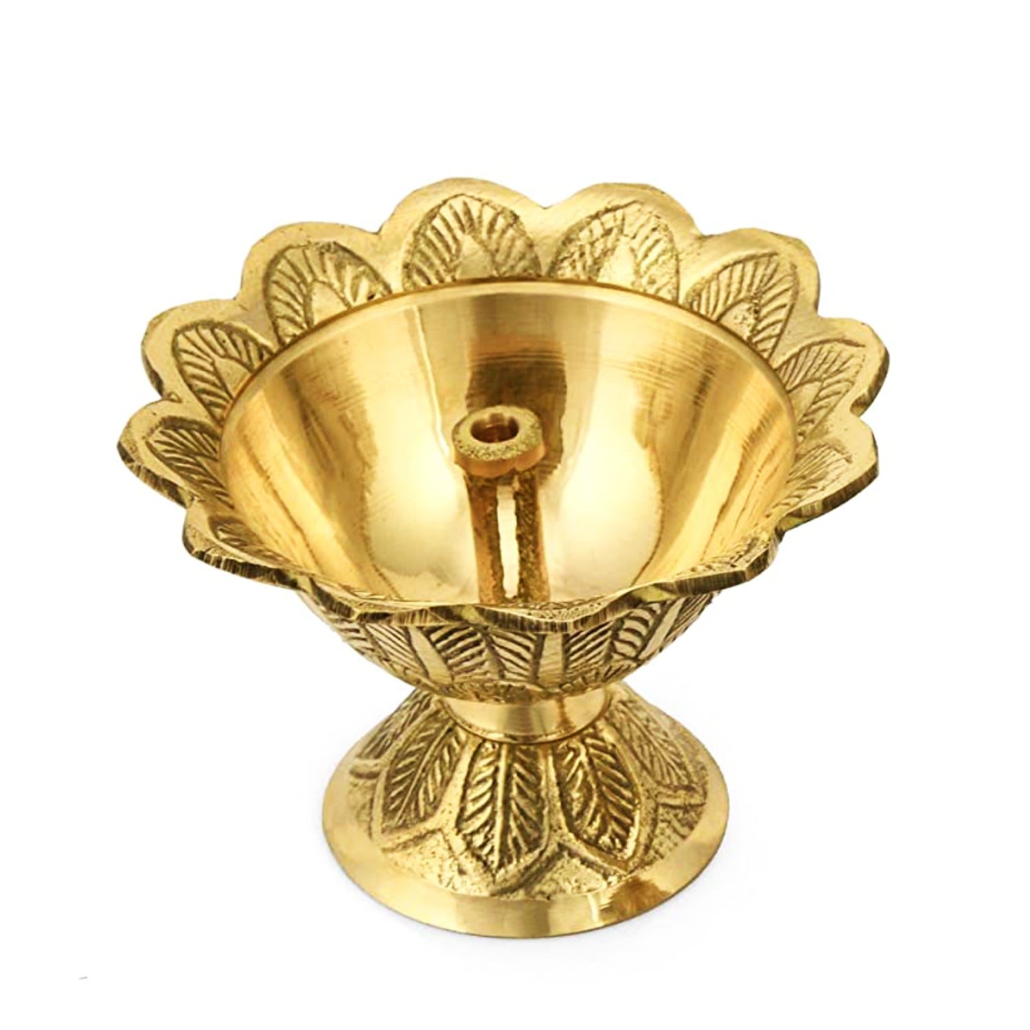 Brass Jyoti Pooja Diya (Diameter - 6 cm, Height - 5 cm, 100 gm) - View 4
