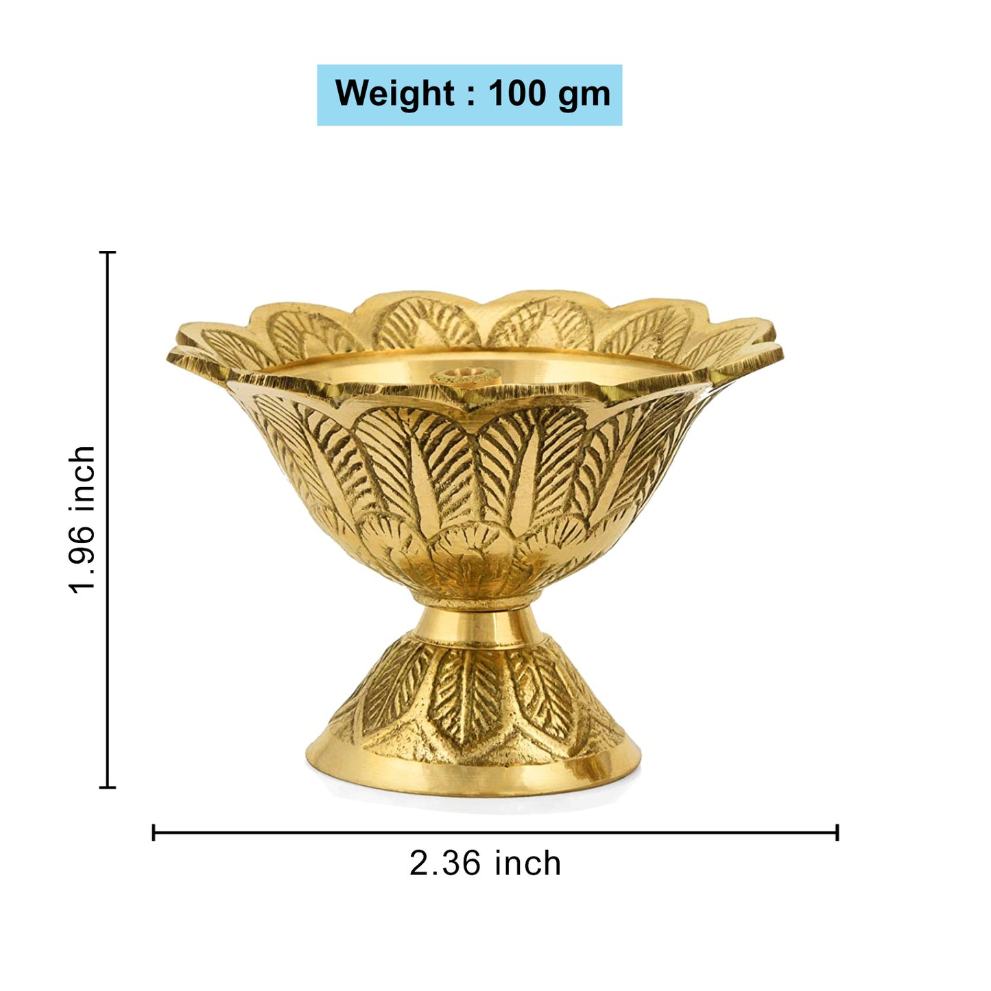 Brass Jyoti Pooja Diya (Diameter - 6 cm, Height - 5 cm, 100 gm) - View 2