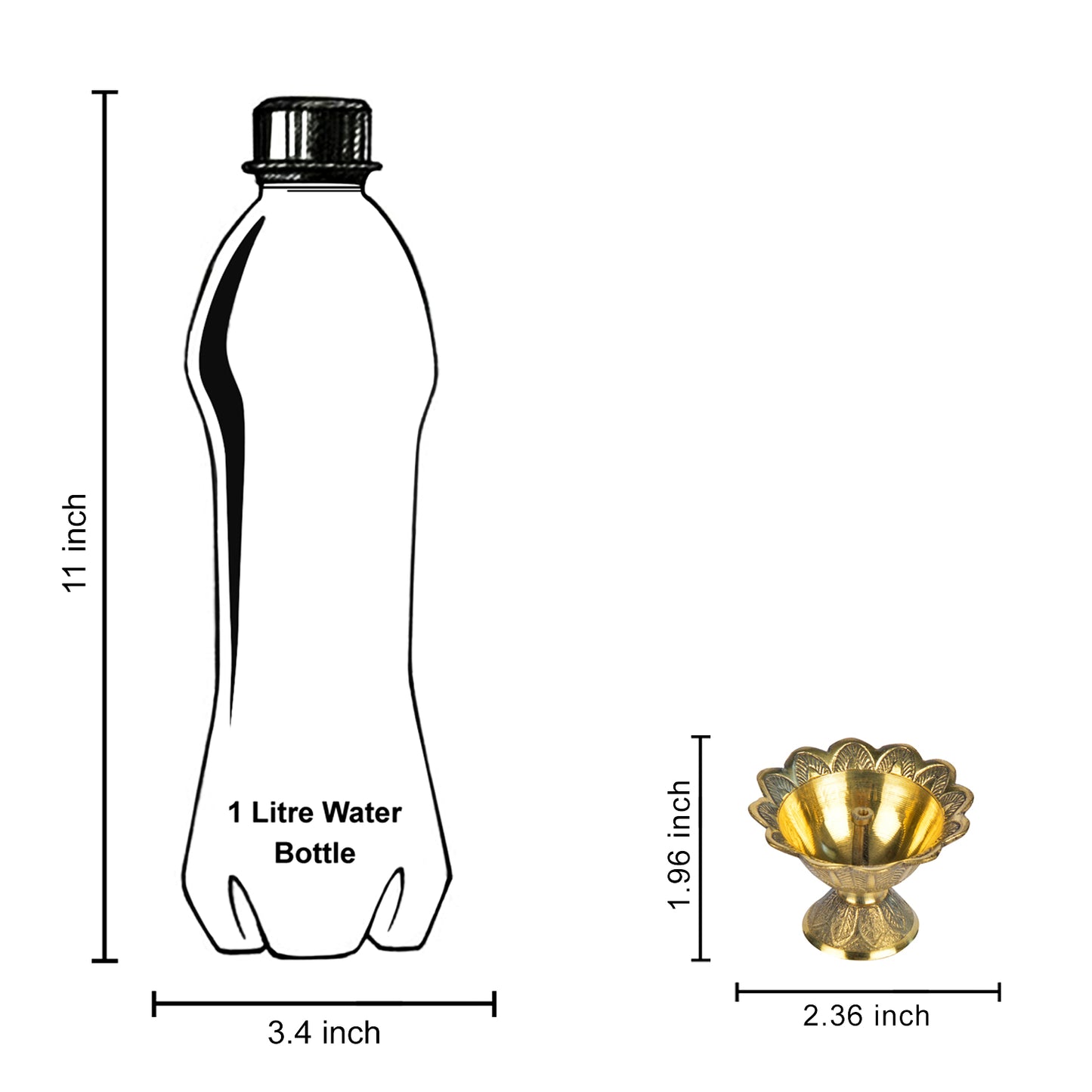 Brass Jyoti Pooja Diya (Diameter - 6 cm, Height - 5 cm, 100 gm) - View 5