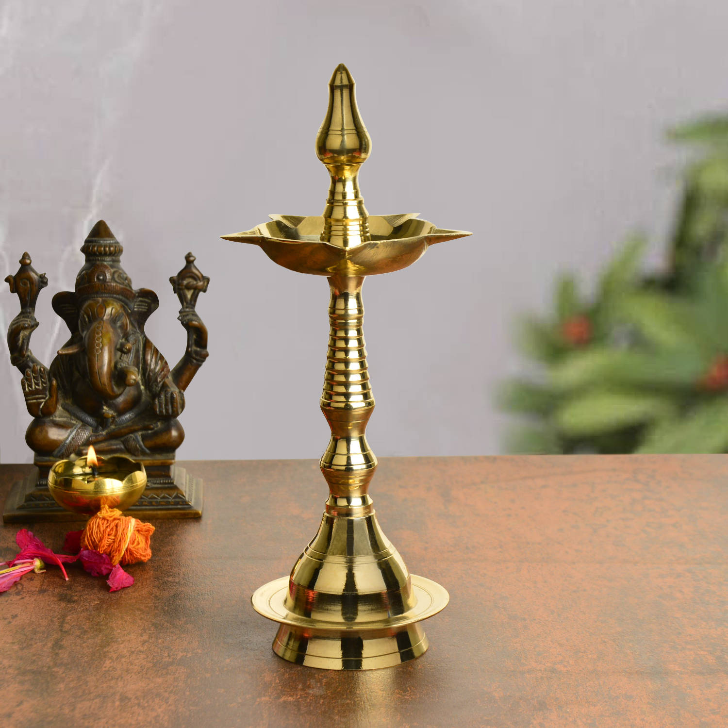 Handcrafted Panchmukhi Brass Standing Kalash Diya ( 10 Inches , 330 gm)