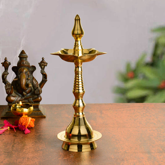 Handcrafted Panchmukhi Brass Standing Kalash Diya ( 10 Inches , 330 gm)