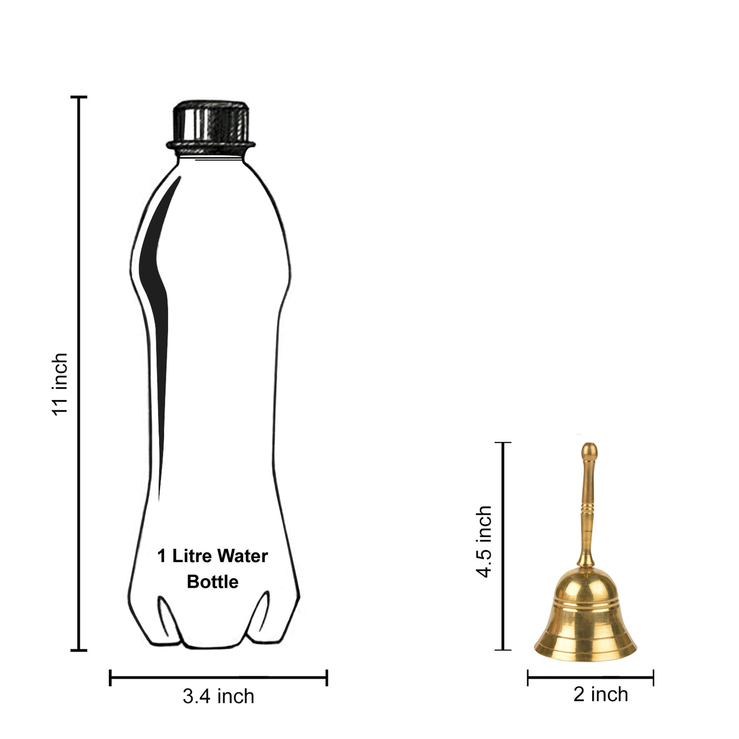 Brass Pooja Bell with Handle (Diameter - 6 cm, Height - 11 cm,100 gm) - View 5