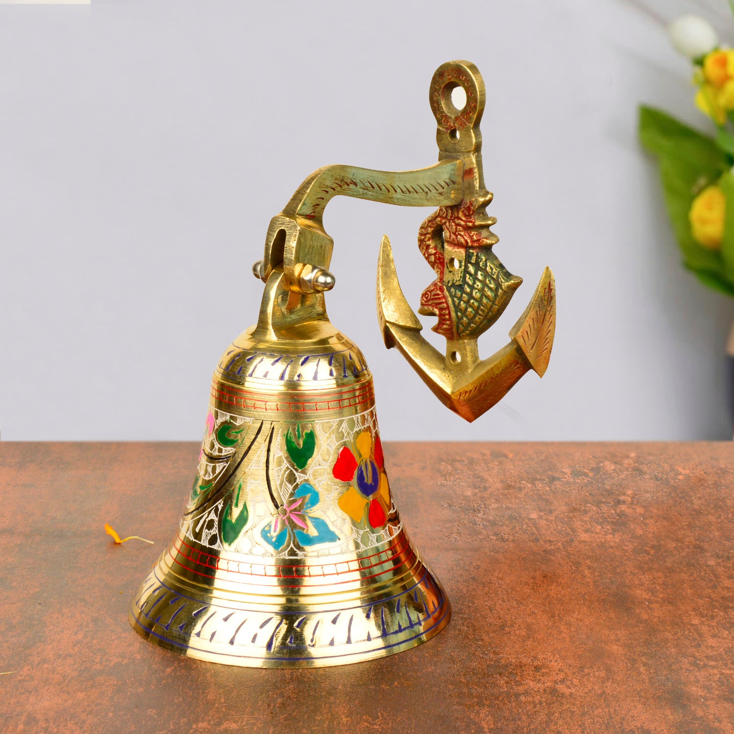 StyleMyway Brass Hanging Door Bell (Diameter – 12.5 cm, Height - 22 cm, 1200 gm)