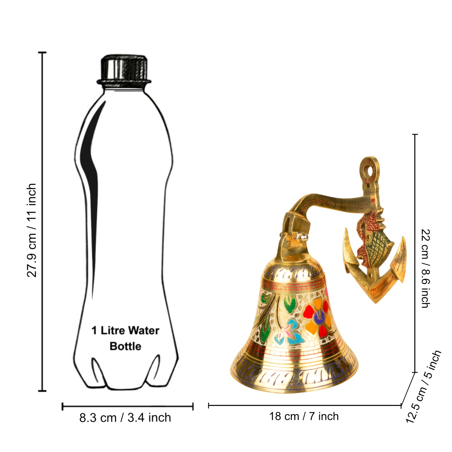 StyleMyway Brass Hanging Door Bell (Diameter – 12.5 cm, Height - 22 cm, 1200 gm) - View 5