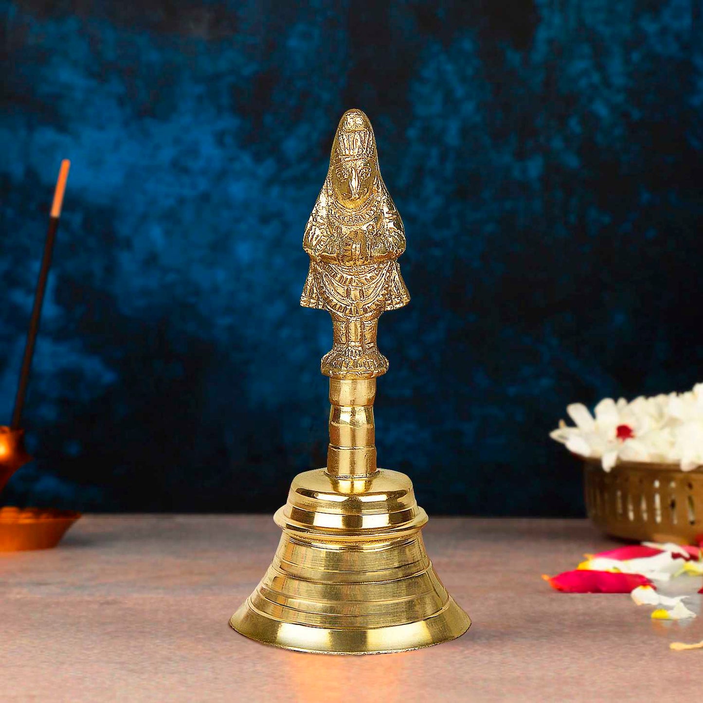 Premium Brass Pooja Bell with Hanuman Handle (13.5 cm, 220 gm)
