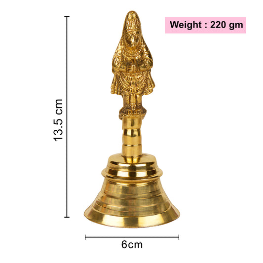 Premium Brass Pooja Bell with Hanuman Handle (13.5 cm, 220 gm) - View 2