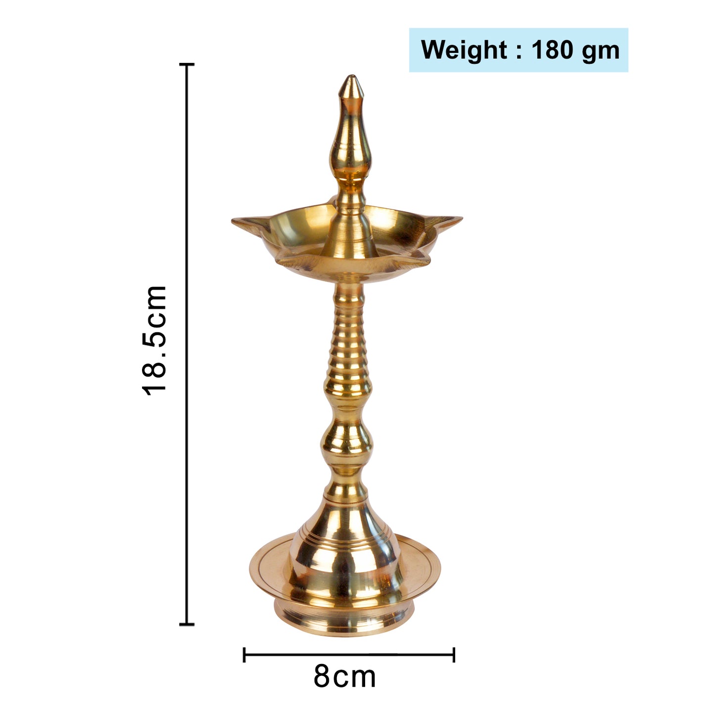 Handcrafted Brass Kalash Deepak (Height - 18.5 cm, 180 gm) - View 2