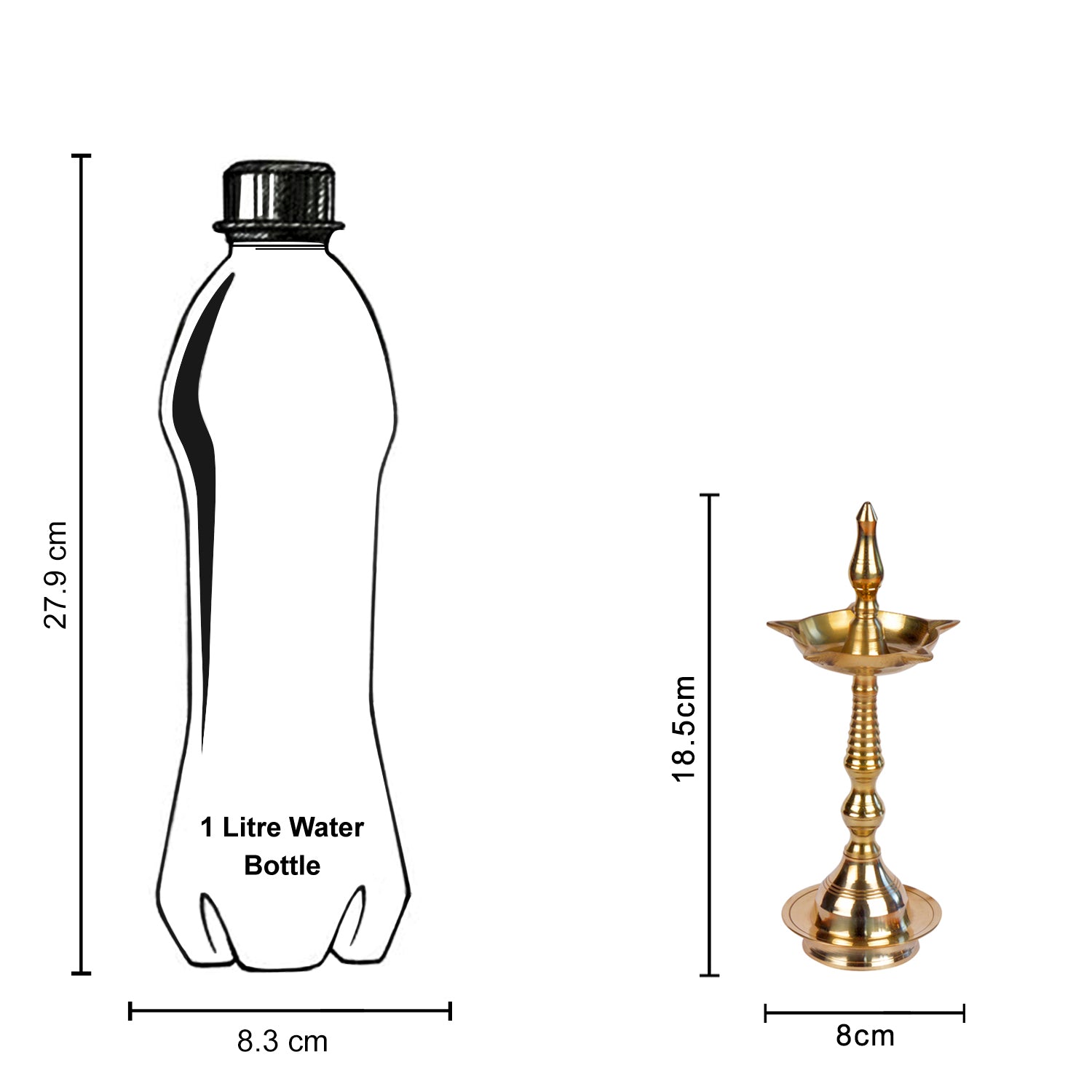 Handcrafted Brass Kalash Deepak (Height - 18.5 cm, 180 gm) - View 6