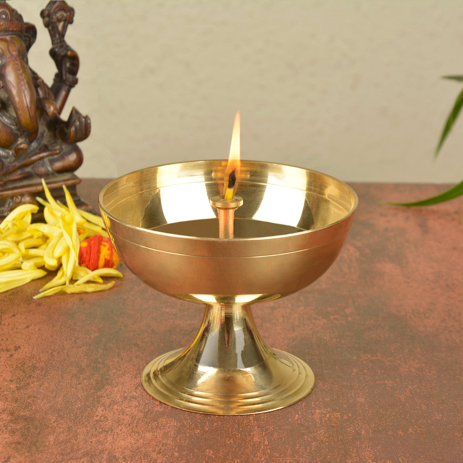 Handcrafted Pure Brass Premium Big Akhand Jyoti Diya (Diameter - 9 cm, Height - 7 cm, 160 gm)