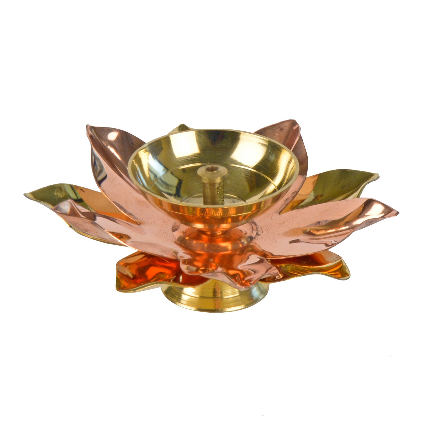 Brass Lotus Pooja Diya (Diameter – 12.5 cm, Height - 5.8 cm, 100 gm) - View 3