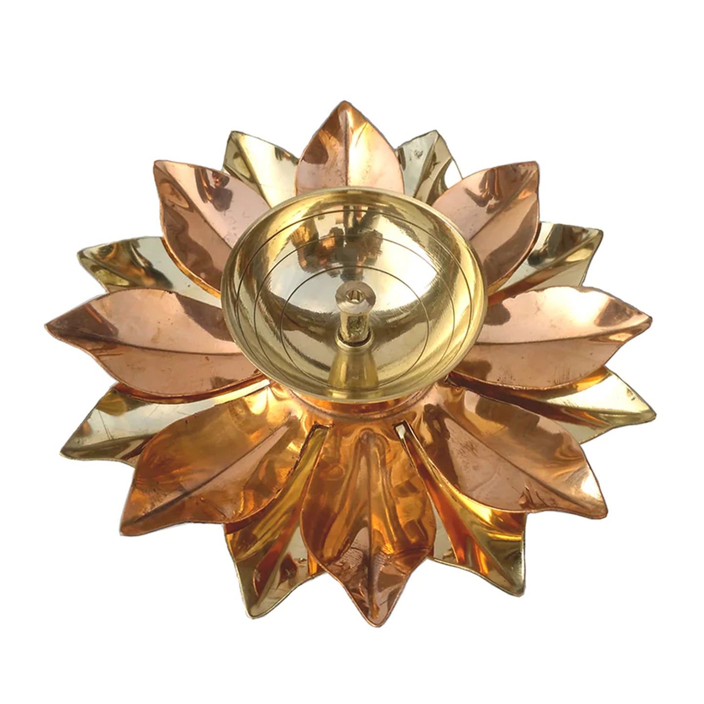 Brass Lotus Pooja Diya (Diameter – 12.5 cm, Height - 5.8 cm, 100 gm) - View 4