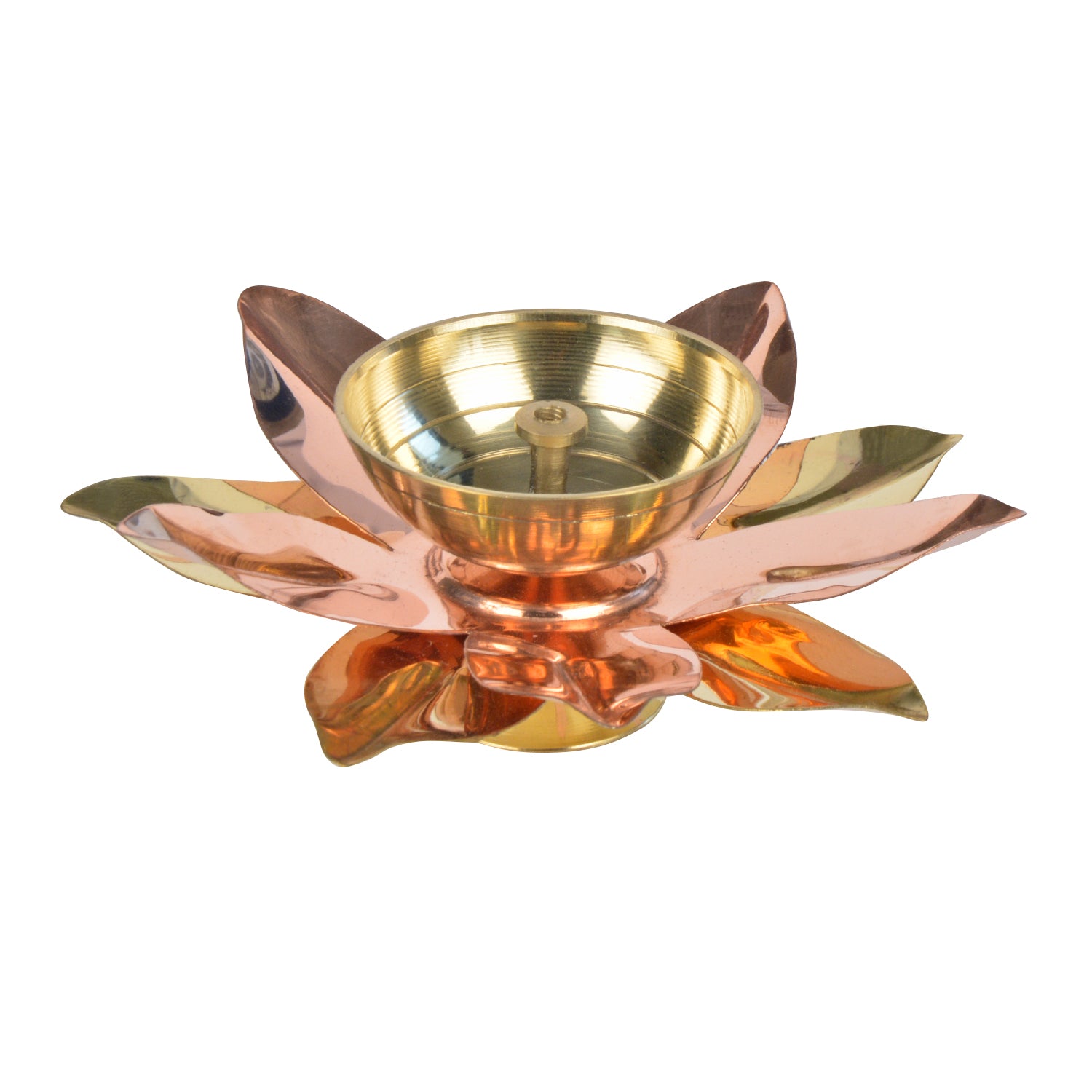 Brass Lotus Pooja Diya (Diameter – 12.5 cm, Height - 5.8 cm, 100 gm) - View 6