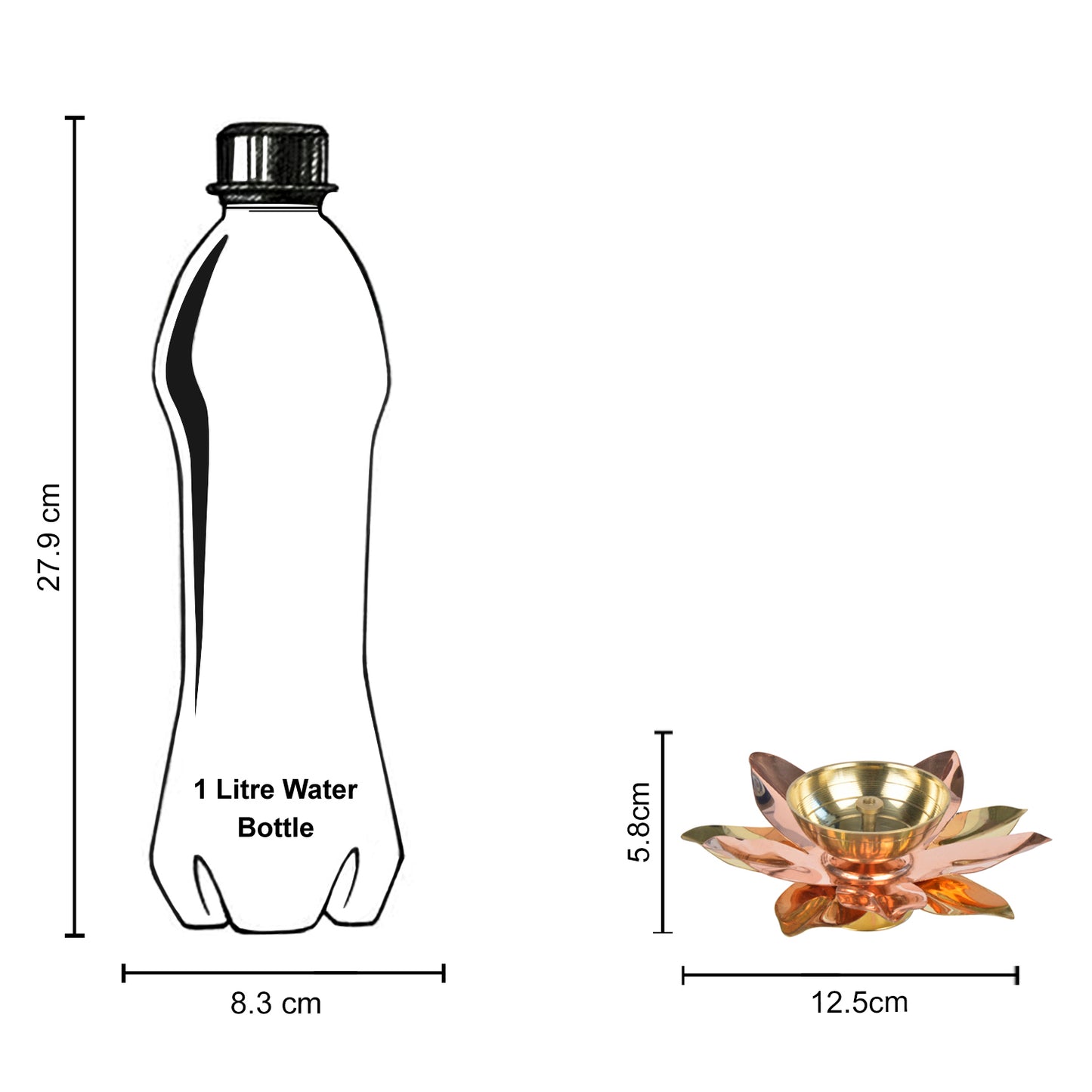 Brass Lotus Pooja Diya (Diameter – 12.5 cm, Height - 5.8 cm, 100 gm) - View 7