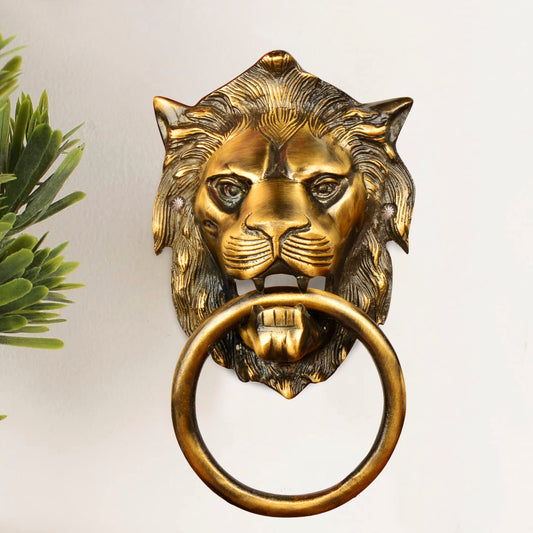 Heavy Brass Lion Shaped Victorian Style Door Knocker with Antique Finish (Length – 23 cm, Weight – 1300 gm)