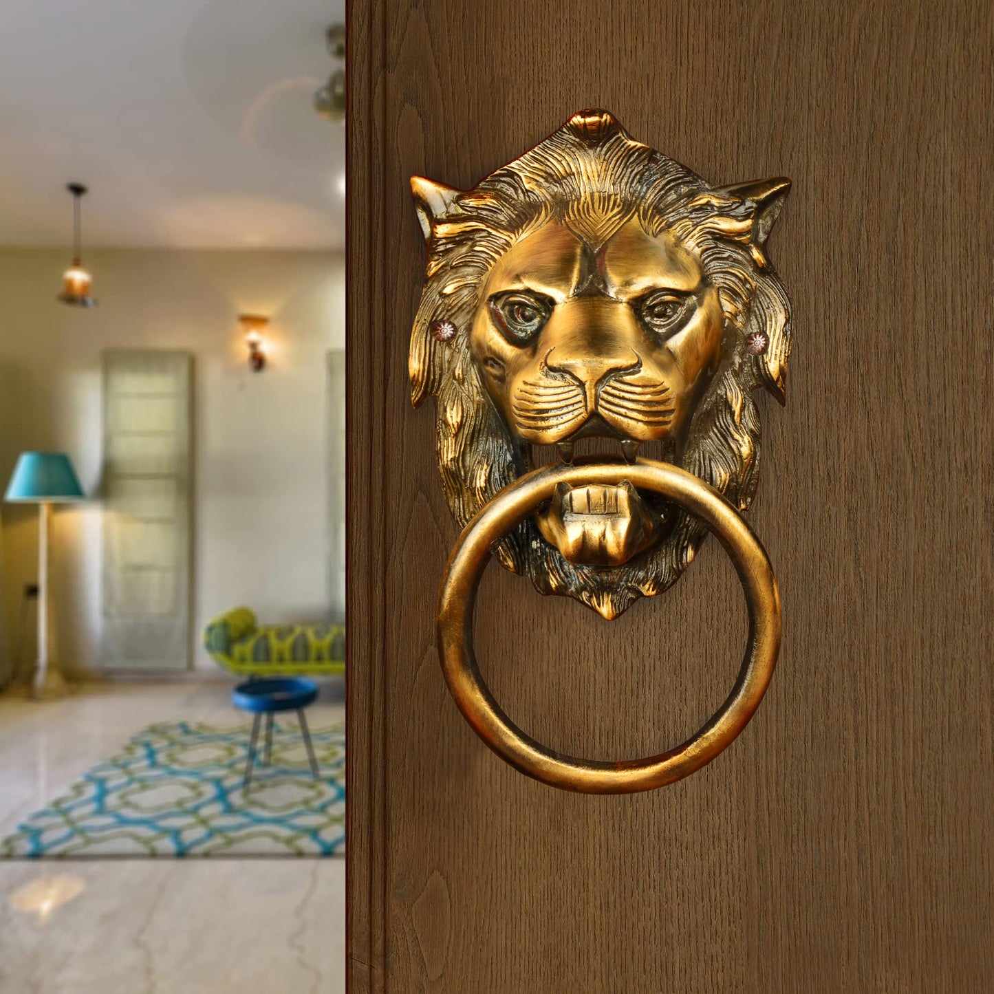 Heavy Brass Lion Shaped Victorian Style Door Knocker with Antique Finish (Length – 23 cm, Weight – 1300 gm) - View 3