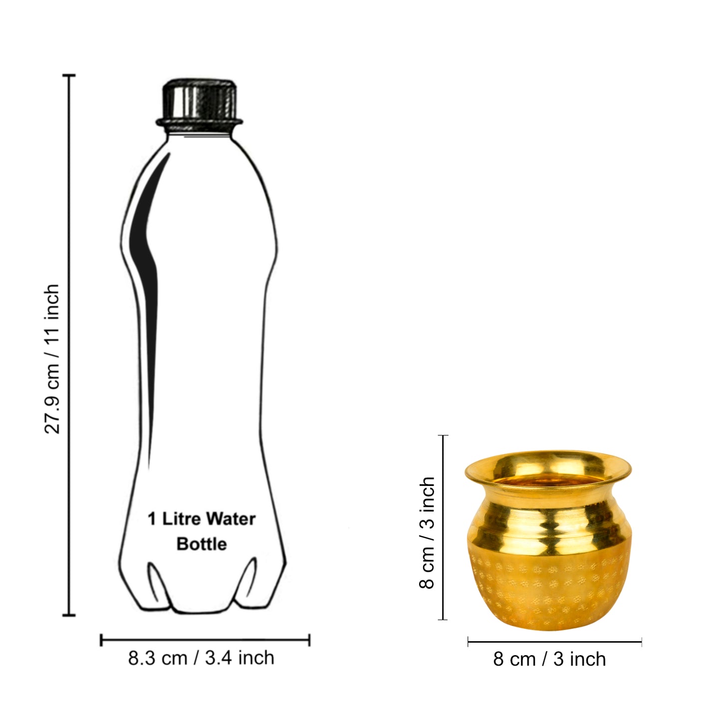 Pure Brass Hammered Lota for Puja (Diameter – 8 cm, Height – 8 cm, Weight – 80 gm) - View 5