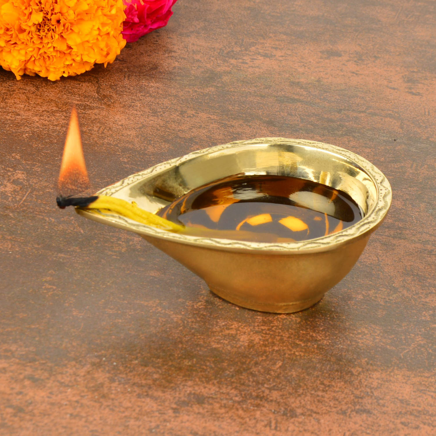 Premium Brass Big Pooja Diya (Diameter – 10 cm, Height - 4 cm, 240 gm) - View 3