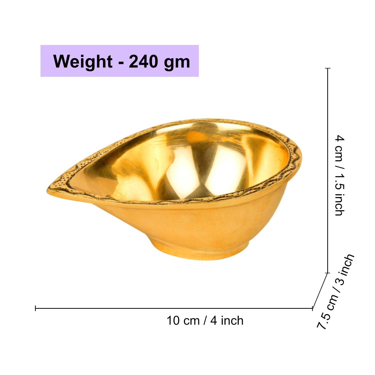 Premium Brass Big Pooja Diya (Diameter – 10 cm, Height - 4 cm, 240 gm) - View 2