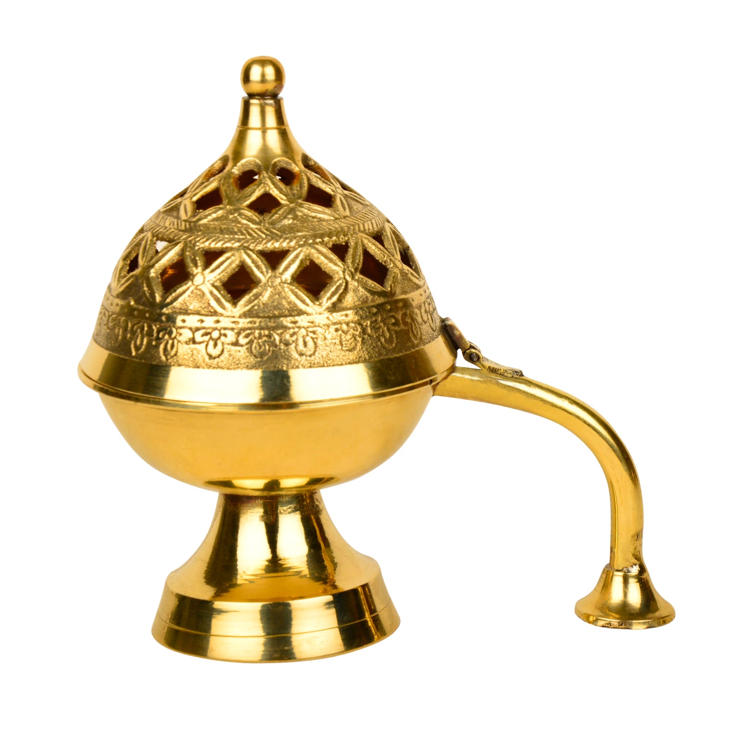 Premium Handcrafted Brass Loban Burner with Handle (Diameter – 14 cm, 350 gm) - View 3