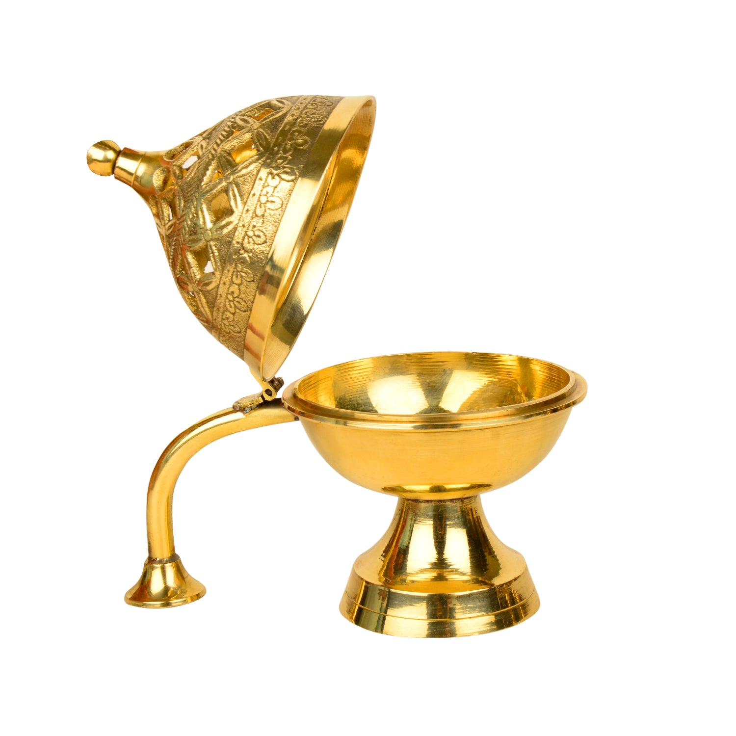 Premium Handcrafted Brass Loban Burner with Handle (Diameter – 14 cm, 350 gm) - View 4