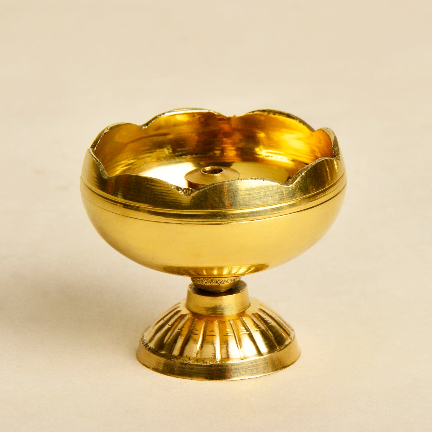 Handcrafted Brass Flower Design Pooja Diya (Set of 2, Diameter – 4.5 cm, 55 gm each) - View 3