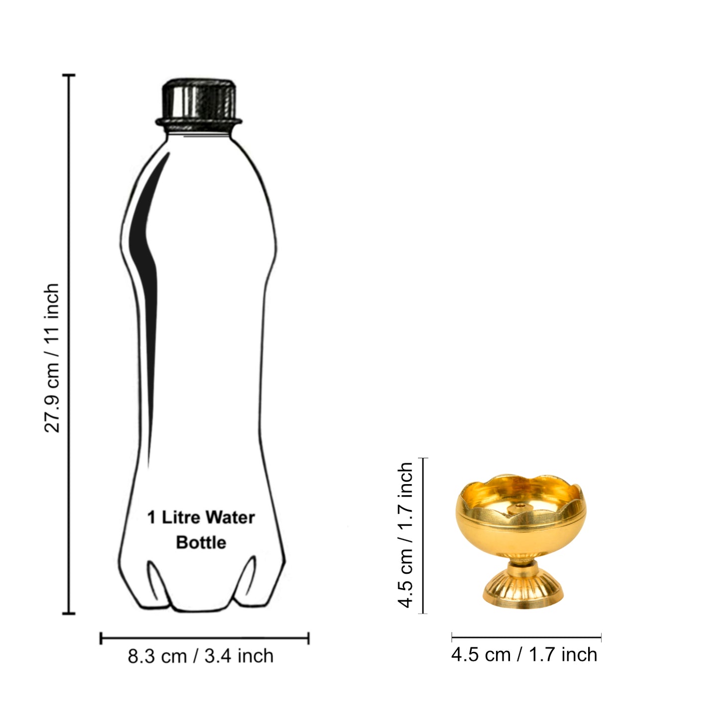 Handcrafted Brass Flower Design Pooja Diya (Set of 2, Diameter – 4.5 cm, 55 gm each) - View 5