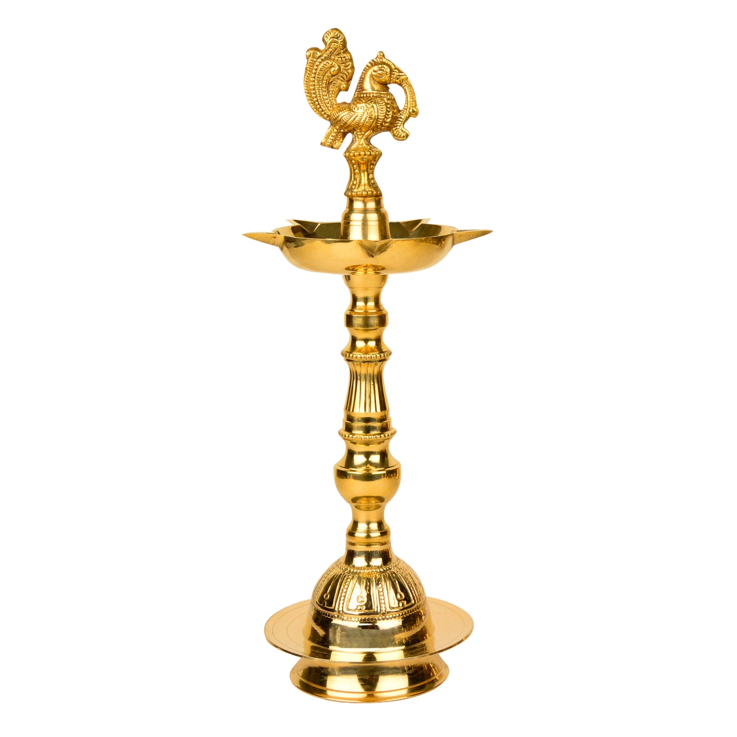 Premium Brass Peacock Standing Diya (Height – 13 inches, 650 gm) - View 5