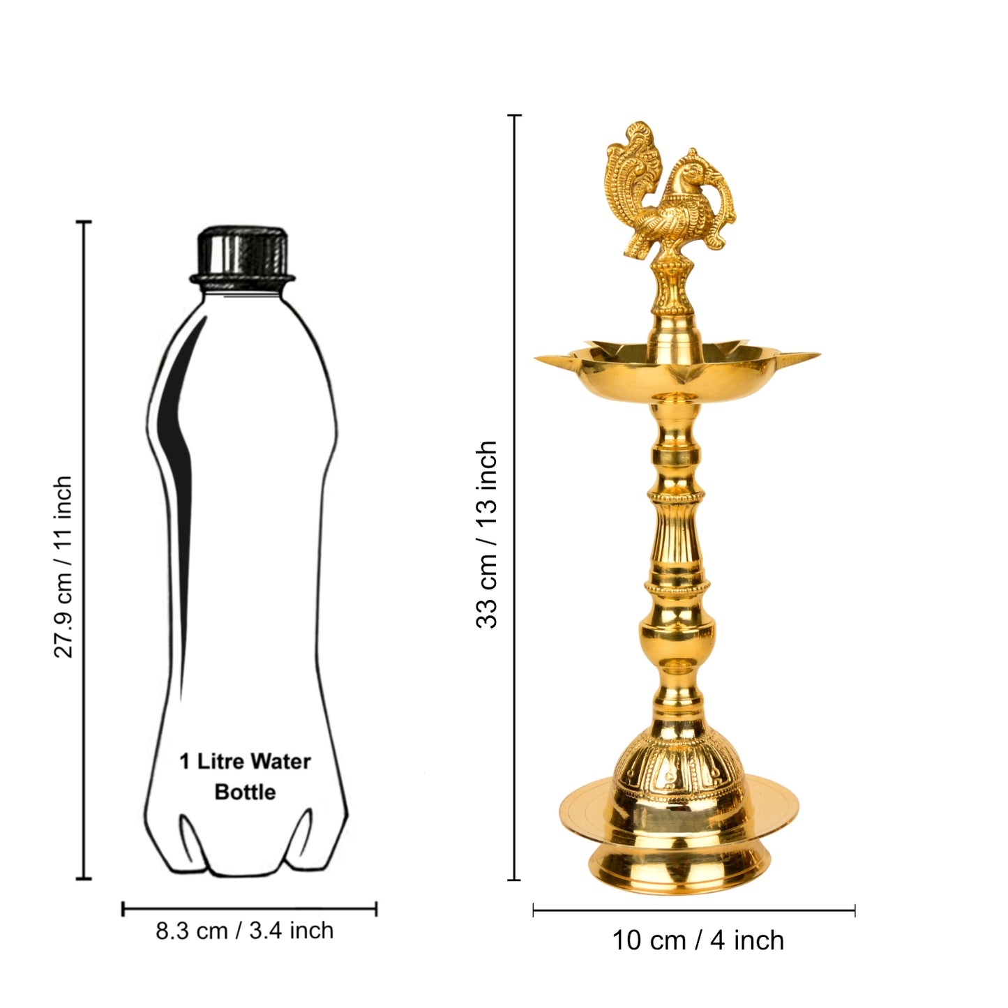 Premium Brass Peacock Standing Diya (Height – 13 inches, 650 gm) - View 6