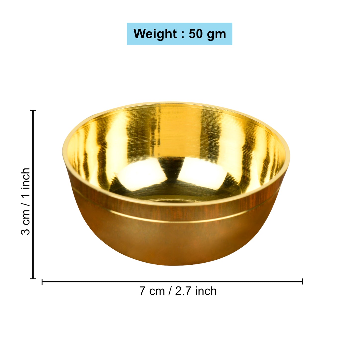 Premium Pure Brass Pooja Katori (Diameter – 7 cm, Weight – 50 gm) - View 2