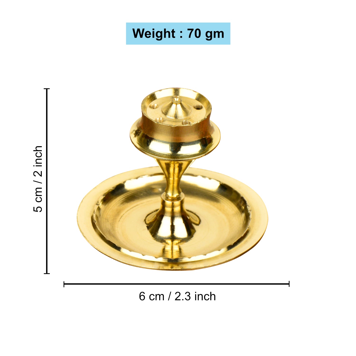 Premium Pure Brass Incense Holder with Ash catcher (Diameter – 6 cm, Weight – 70 gm) - View 2