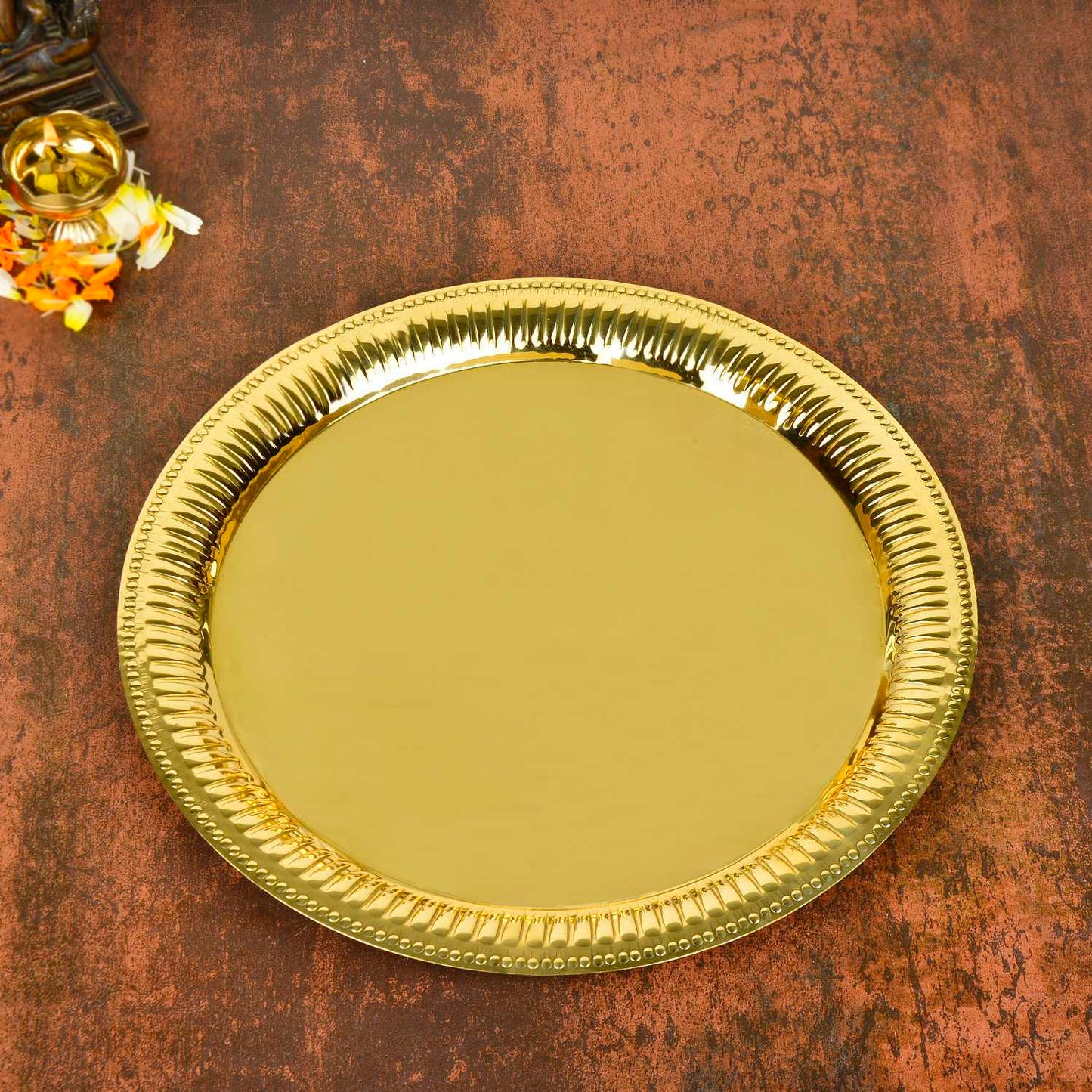 Premium Pure Brass Pooja Thali (Diameter – 26 cm, Weight – 300 gm)