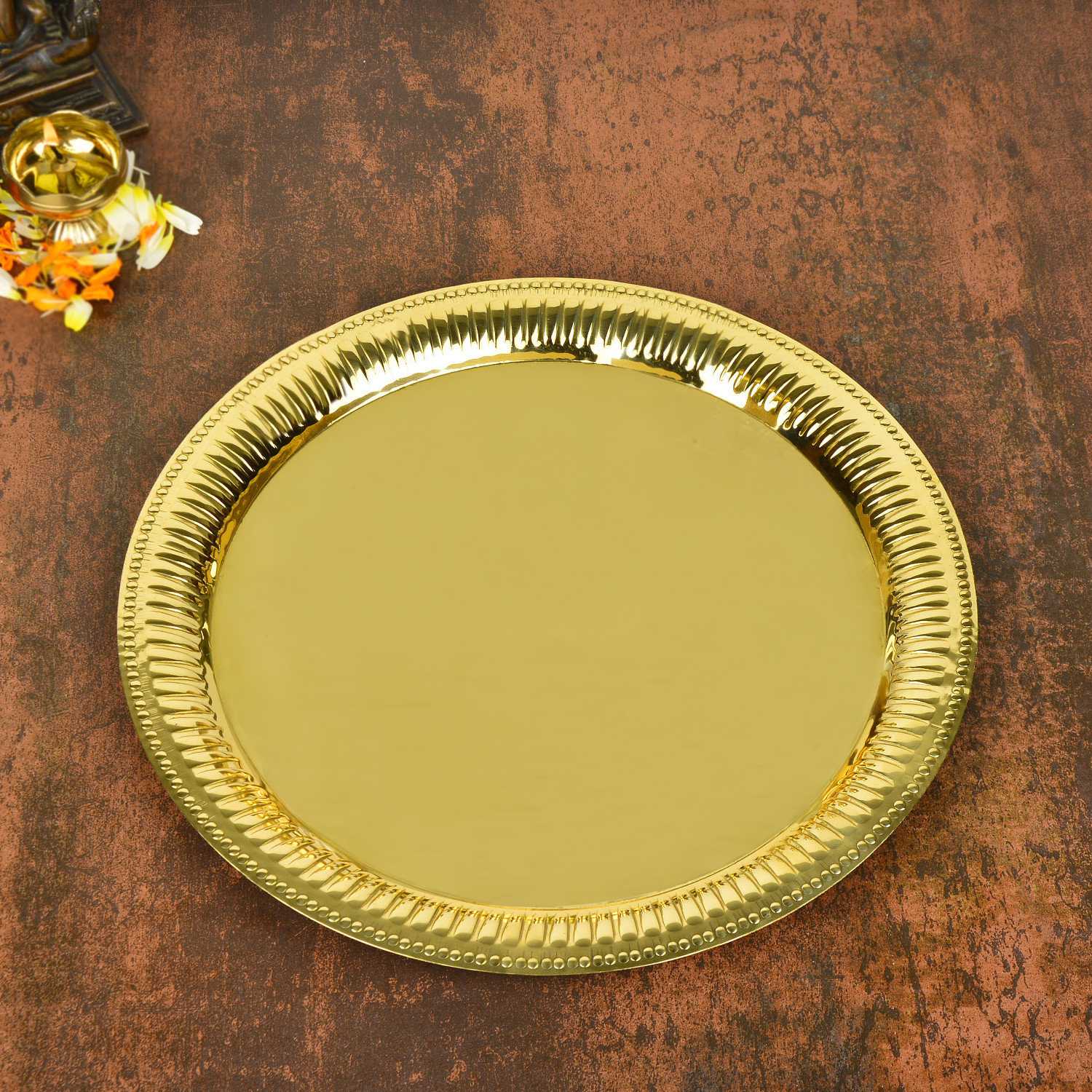 Premium Pure Brass Pooja Thali (Diameter – 26 cm, Weight – 300 gm)