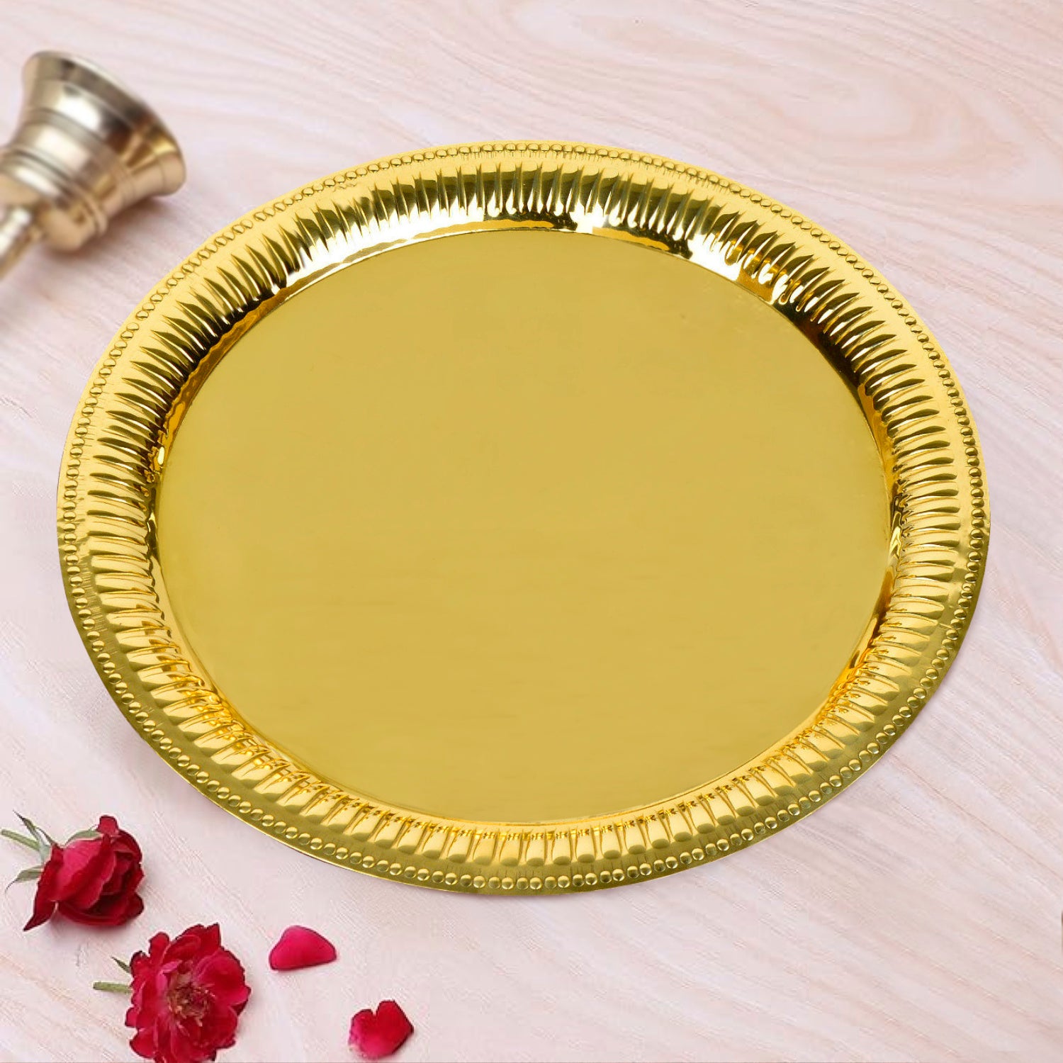 Premium Pure Brass Pooja Thali (Diameter – 26 cm, Weight – 300 gm) - View 4
