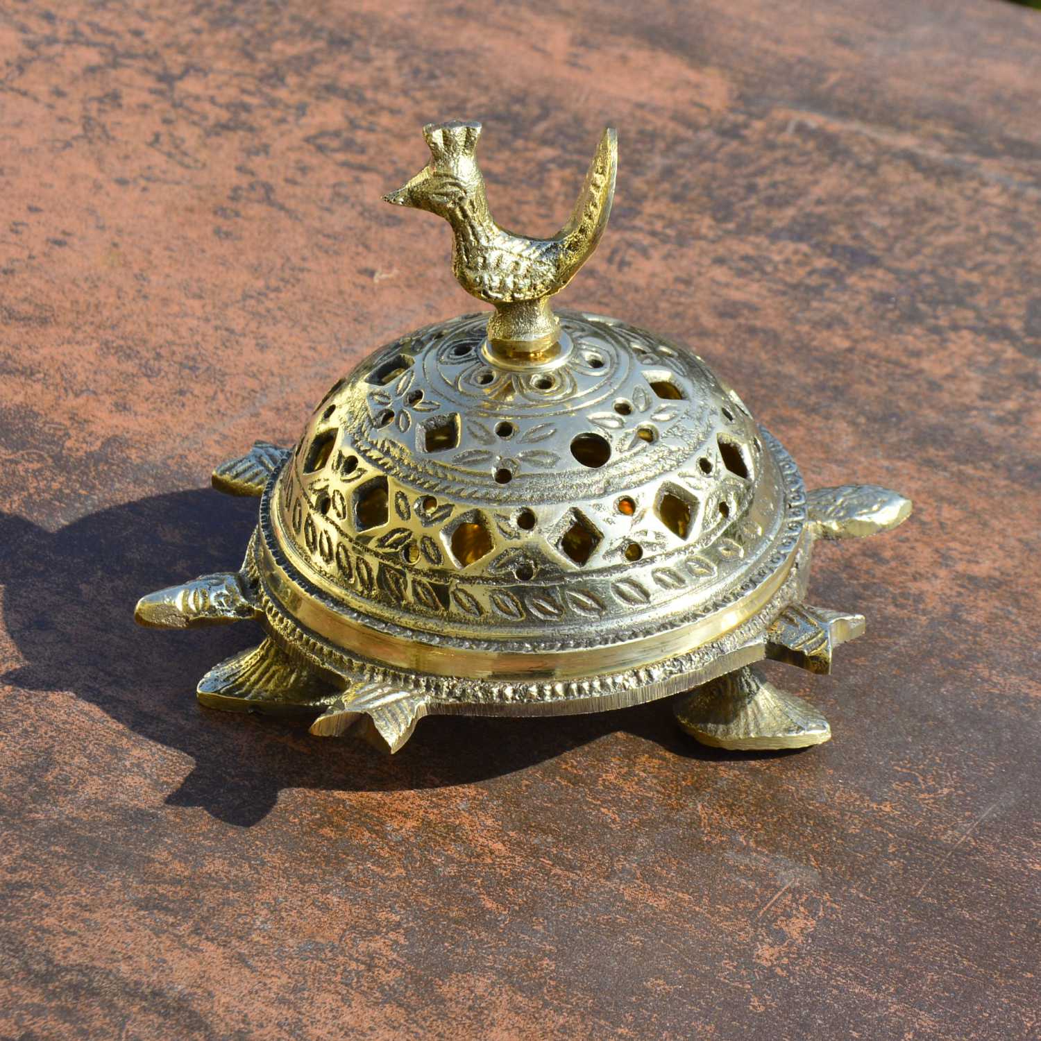 Premium Handcrafted Brass Loban Burner with Peacock (Diameter – 14 cm, 530 gm) - View 4