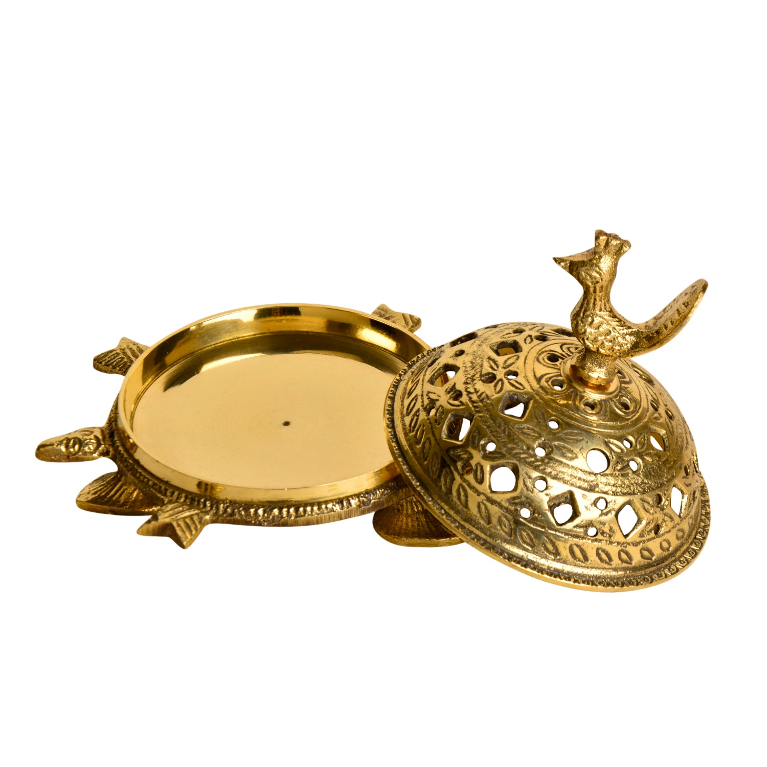 Premium Handcrafted Brass Loban Burner with Peacock (Diameter – 14 cm, 530 gm) - View 5
