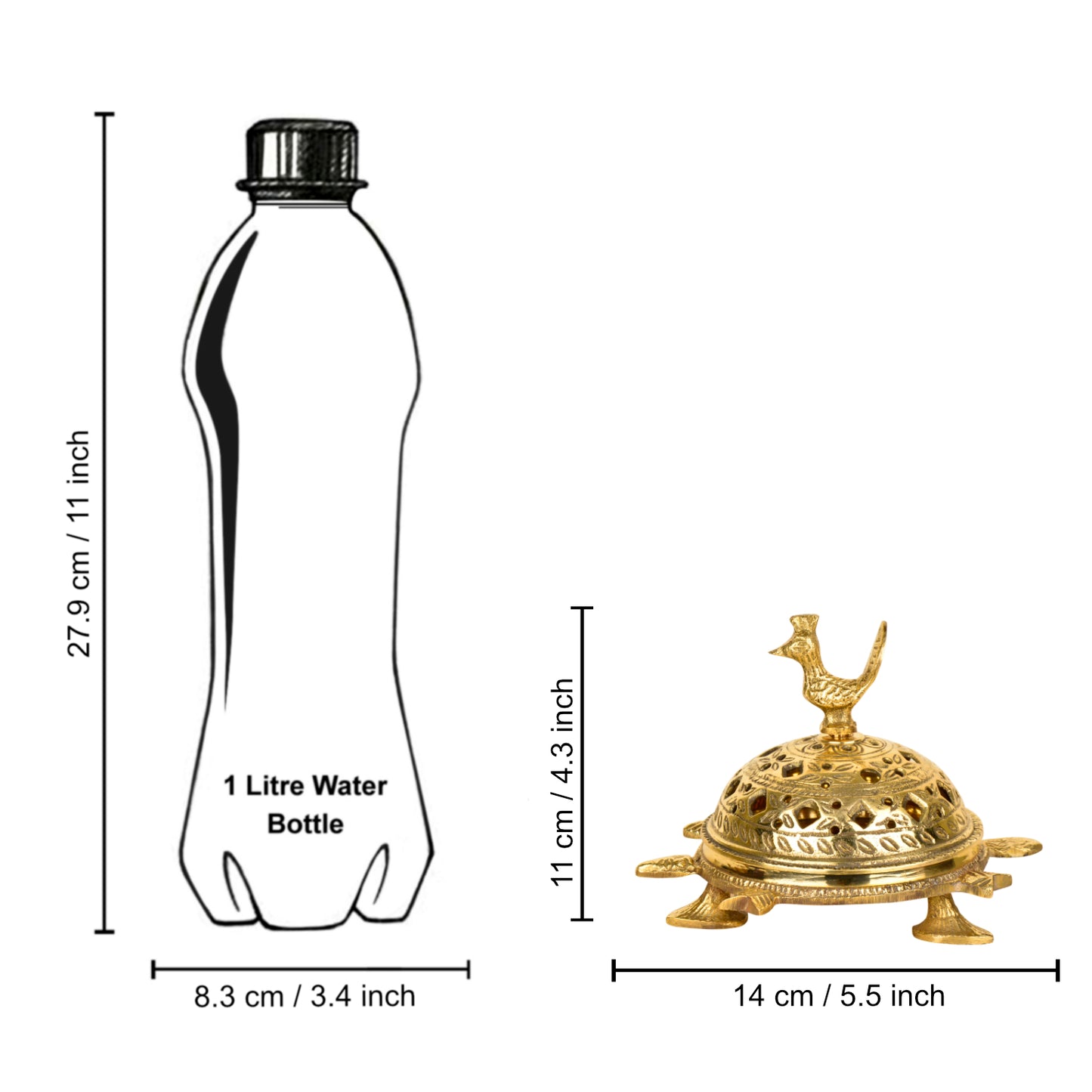 Premium Handcrafted Brass Loban Burner with Peacock (Diameter – 14 cm, 530 gm) - View 6