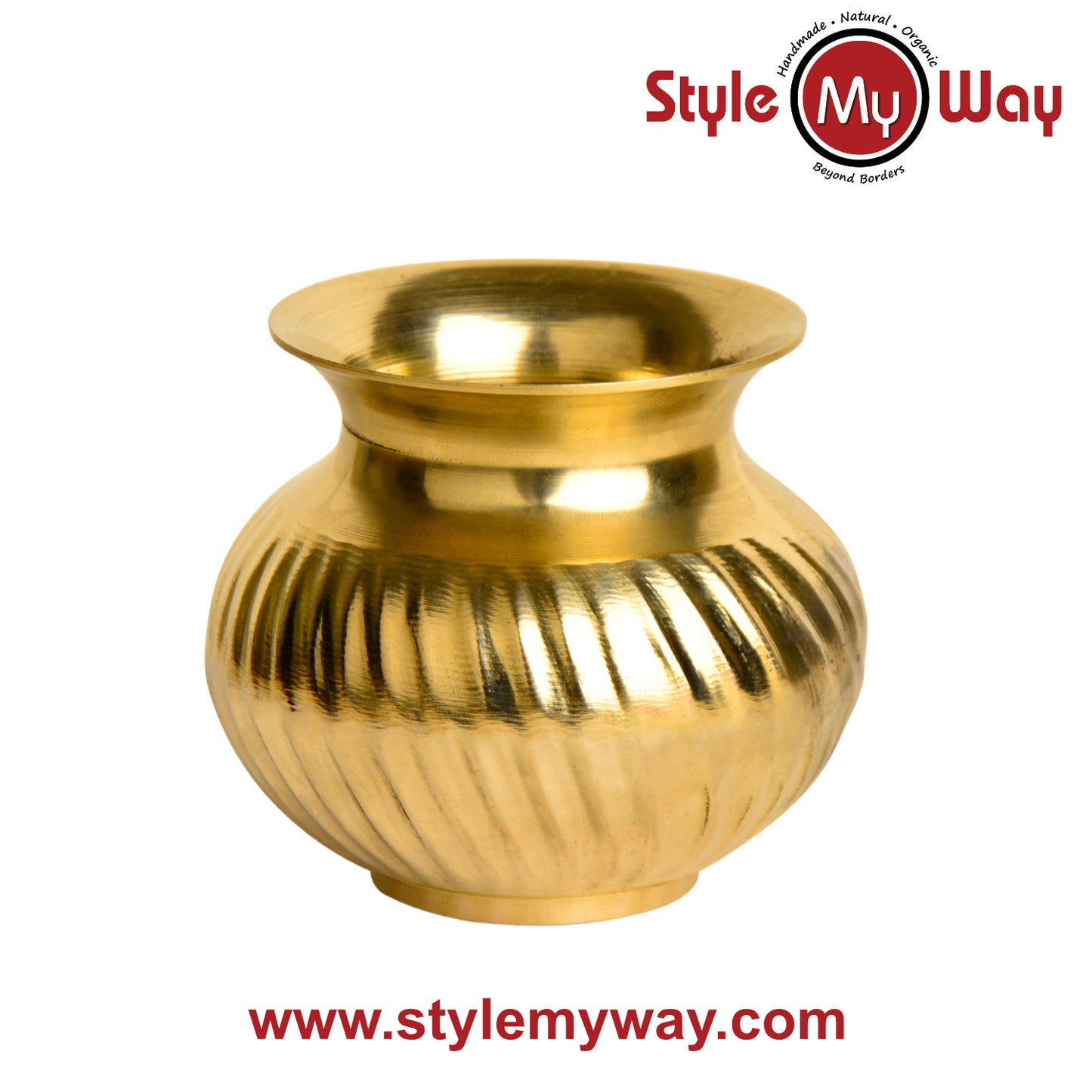 Pure Brass Lota with Grooves Design for Puja (Diameter – 7 cm, Height – 9 cm, Weight – 275 gm) - View 5