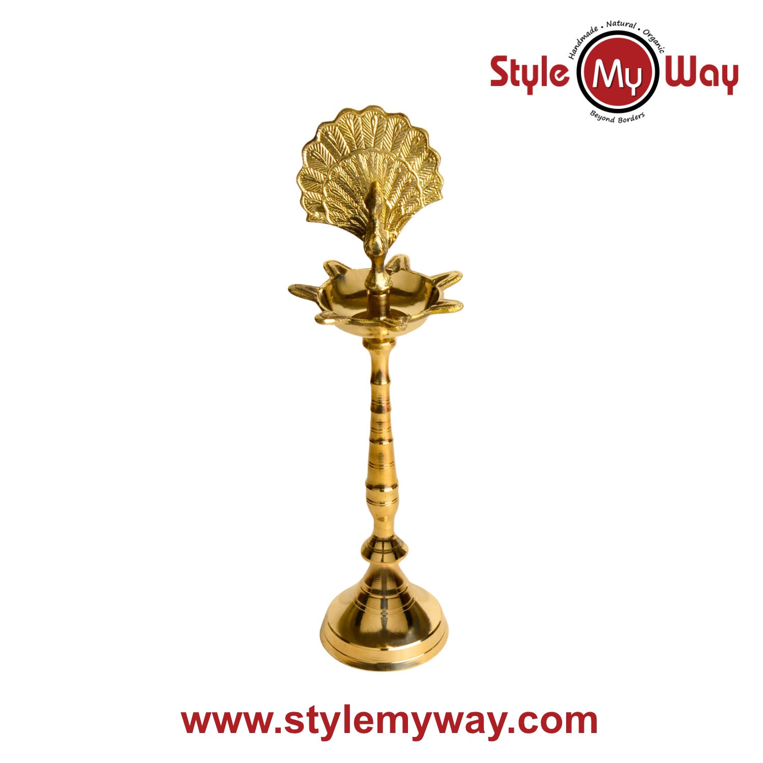 Premium Brass Dancing Peacock Standing Diya (Height – 14 Inches, 760 gm) - View 5