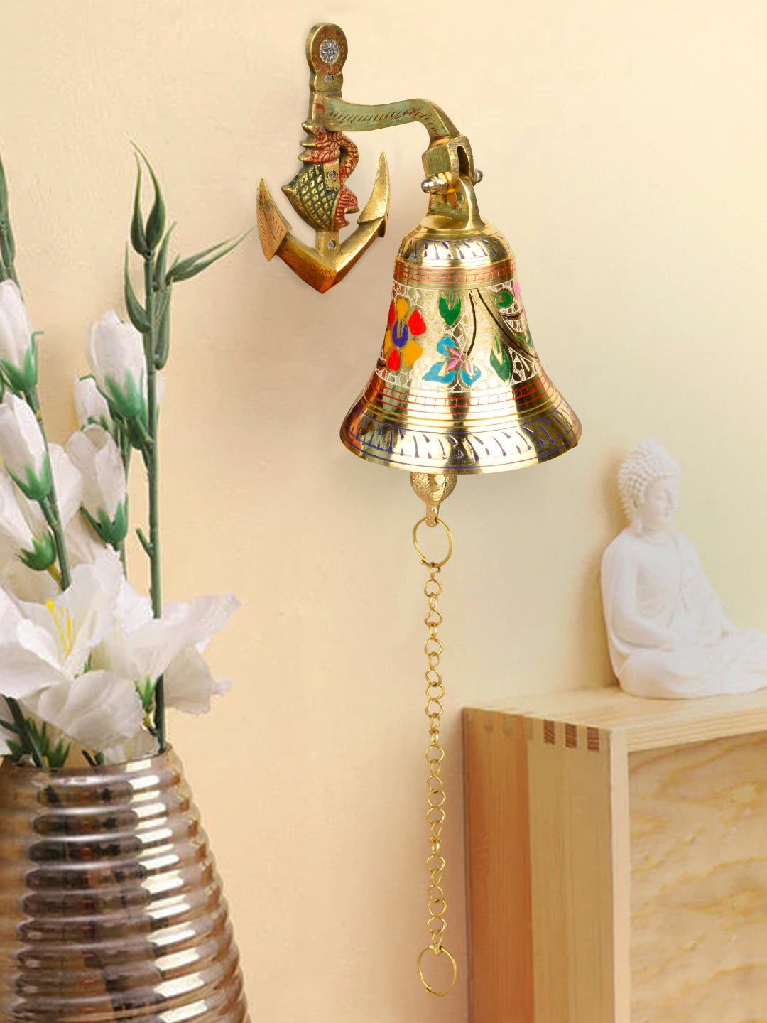 StyleMyway Brass Hanging Door Bell (Diameter – 10 cm, Height - 18 cm, 550 gm) - View 4