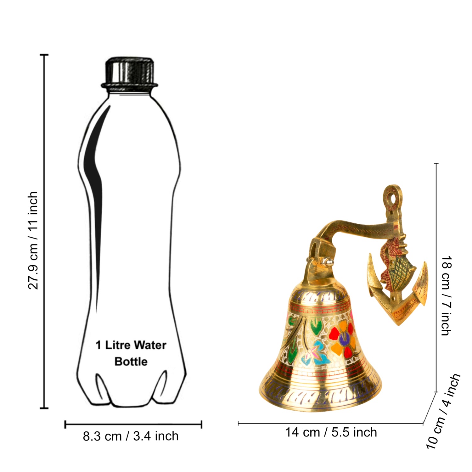 StyleMyway Brass Hanging Door Bell (Diameter – 10 cm, Height - 18 cm, 550 gm) - View 5