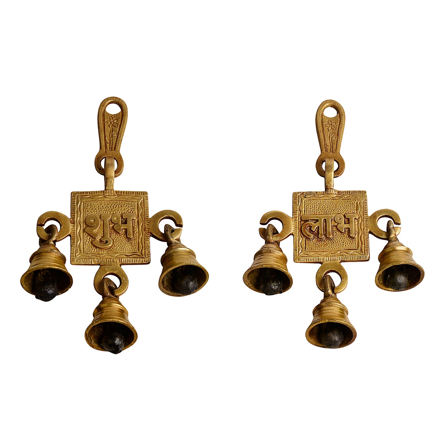 Pure Brass Subh Labh Hanging Bells Set for Door Entrance (Set of 2 , 8 x 2 x 15 cm , 425 gm) - View 5