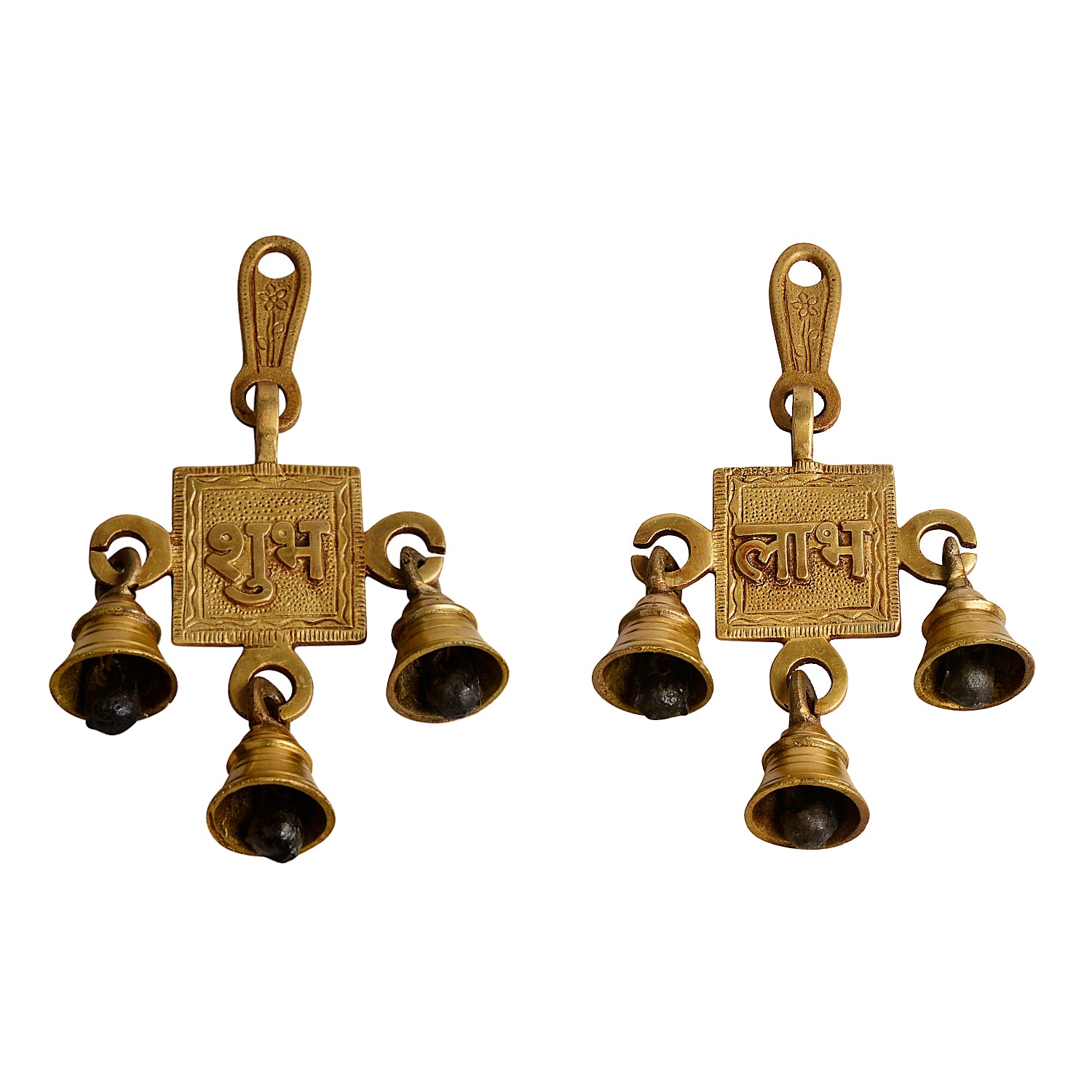 Pure Brass Subh Labh Hanging Bells Set for Door Entrance (Set of 2 , 8 x 2 x 15 cm , 425 gm) - View 5