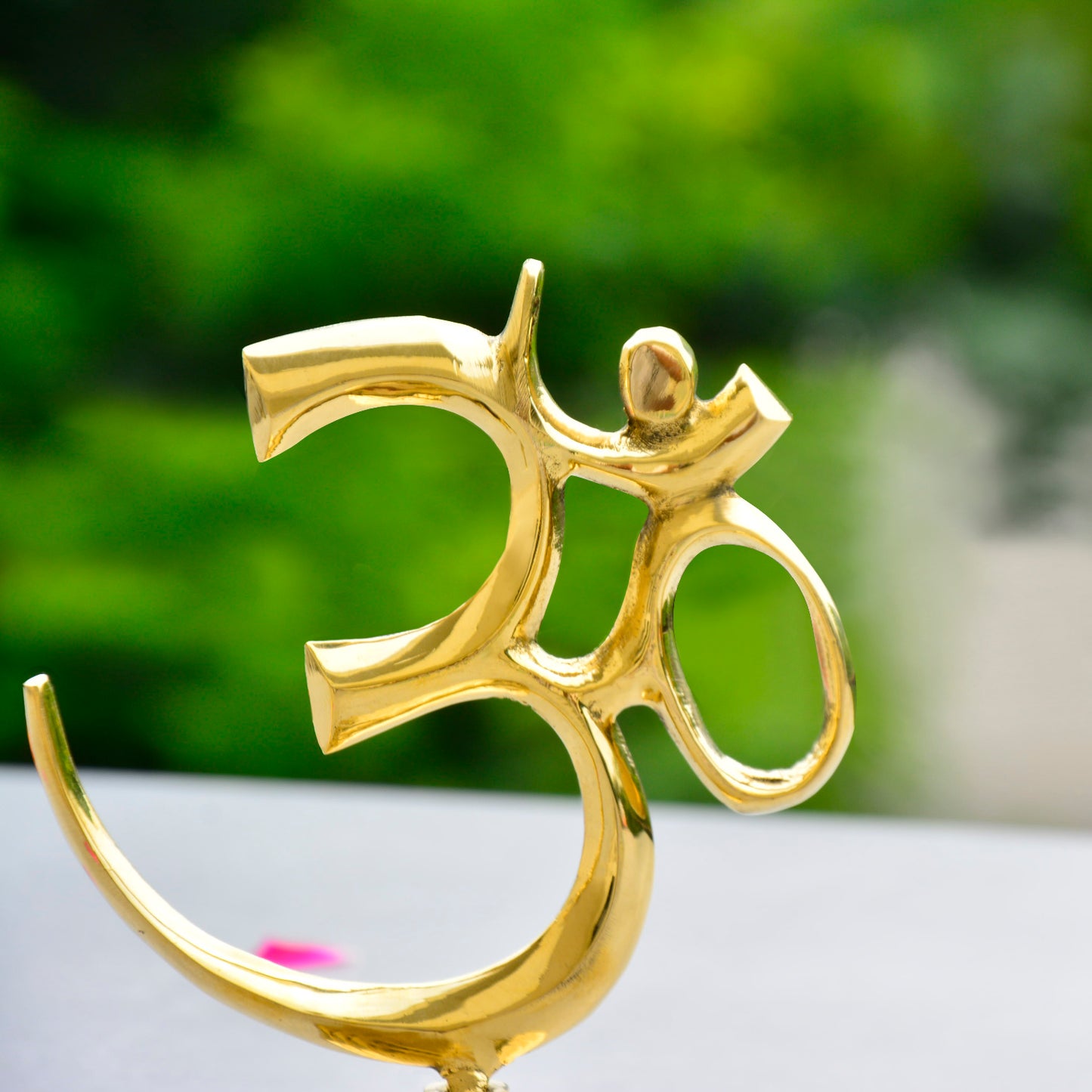 Brass Om Symbol Statue for Pooja, Home, Temple, Office ( L x B x H - 11.5 x 6 x 15 cm, Weight - 190 gm) - View 3