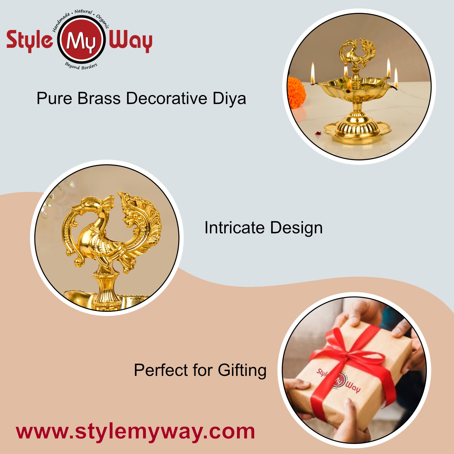 Premium Brass Dancing Peacock Panchmukhi Pooja Aarti Diya (L x B x H - 9 x 9 x 12 cm, 220 gm) - View 6