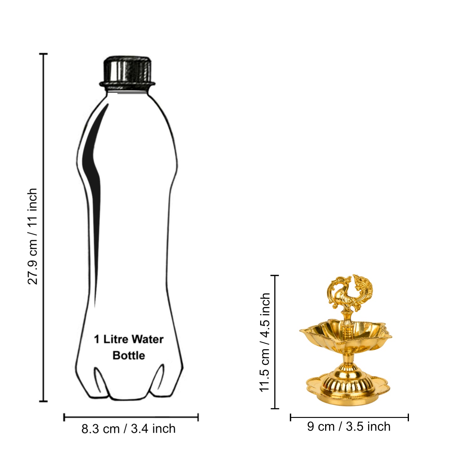 Premium Brass Dancing Peacock Panchmukhi Pooja Aarti Diya (L x B x H - 9 x 9 x 12 cm, 220 gm) - View 7