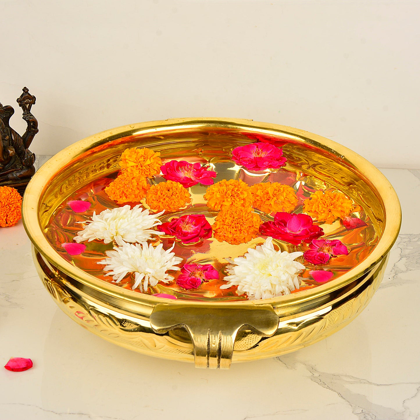 Premium Handcrafted Decorative Brass Urli (Diameter – 36 cm, Weight – 1700 gm) - View 4