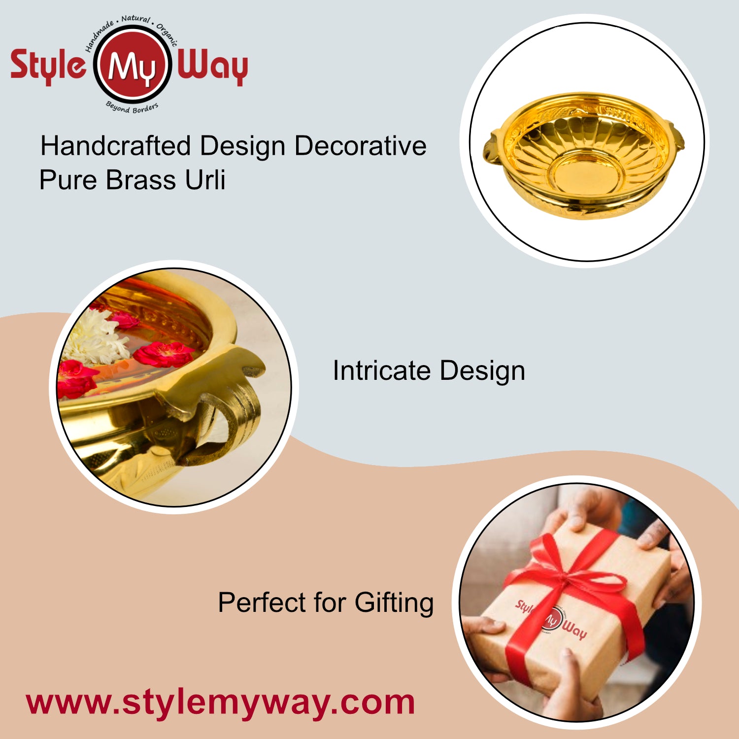 Premium Handcrafted Decorative Brass Urli (Diameter – 36 cm, Weight – 1700 gm) - View 6